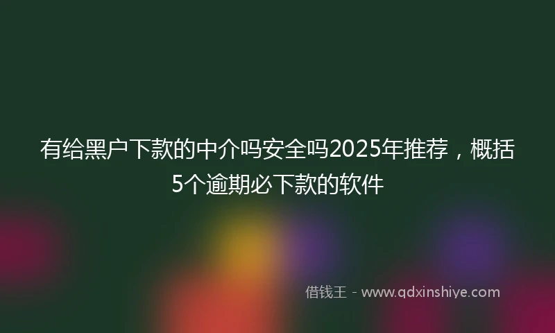 有给黑户下款的中介吗安全吗2025年推荐，概括5个逾期必下款的软件