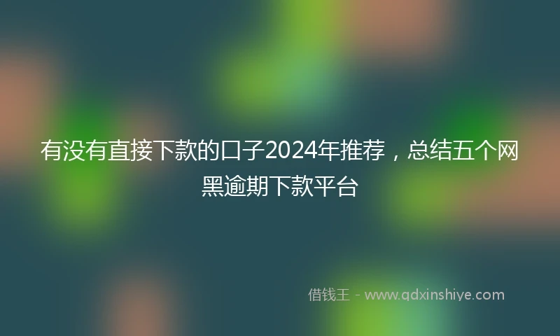 有没有直接下款的口子2024年推荐，总结五个网黑逾期下款平台