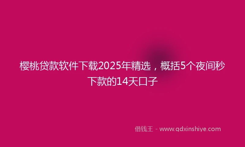 樱桃贷款软件下载2025年精选，概括5个夜间秒下款的14天口子