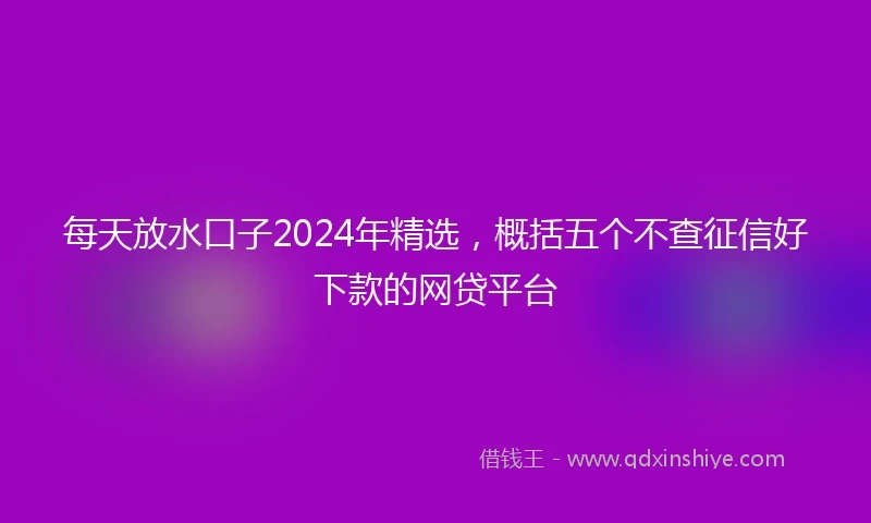 每天放水口子2024年精选，概括五个不查征信好下款的网贷平台