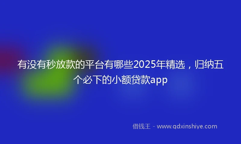 有没有秒放款的平台有哪些2025年精选，归纳五个必下的小额贷款app