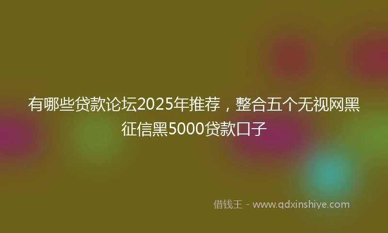 有哪些贷款论坛2025年推荐，整合五个无视网黑征信黑5000贷款口子