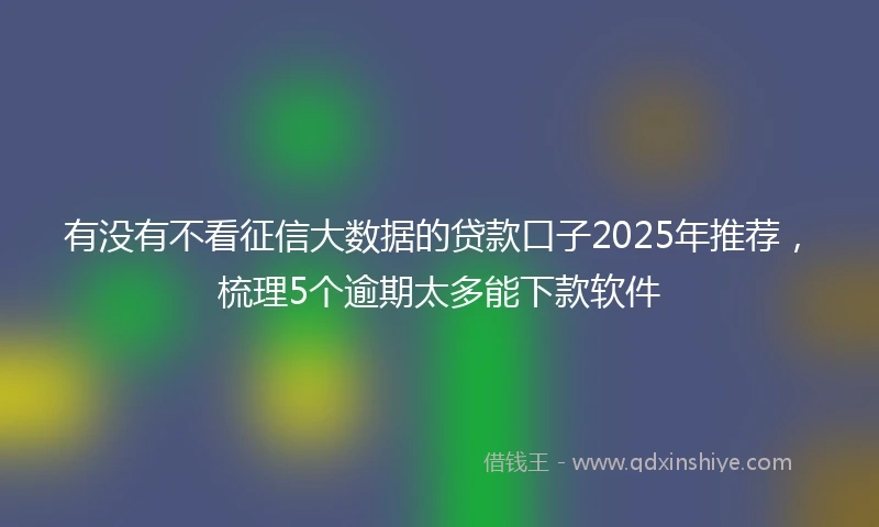 有没有不看征信大数据的贷款口子2025年推荐，梳理5个逾期太多能下款软件