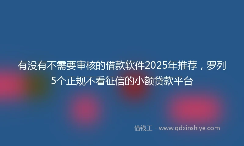 有没有不需要审核的借款软件2025年推荐，罗列5个正规不看征信的小额贷款平台