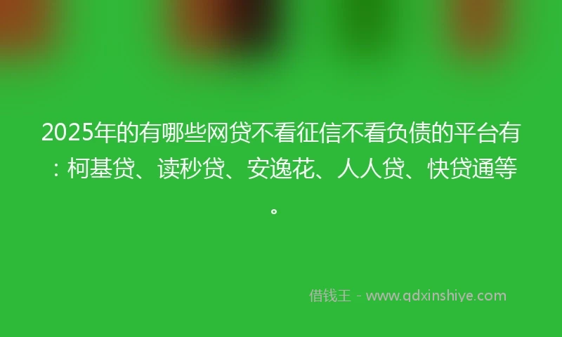 2025年的有哪些网贷不看征信不看负债的平台有：柯基贷、读秒贷、安逸花、人人贷、快贷通等。