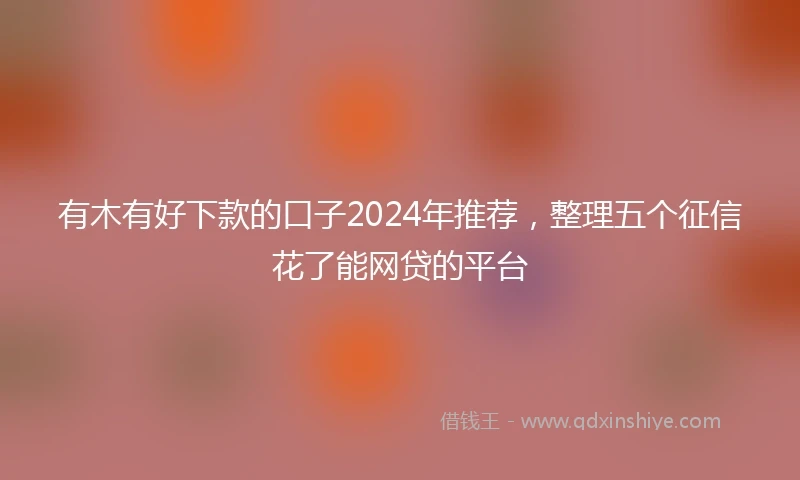 有木有好下款的口子2024年推荐，整理五个征信花了能网贷的平台