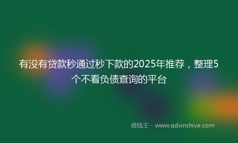有没有贷款秒通过秒下款的2025年推荐，整理5个不看负债查询的平台