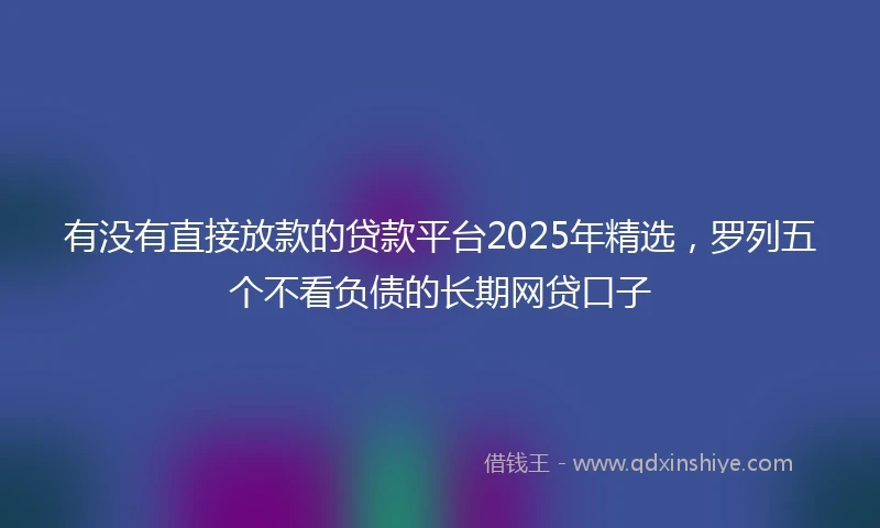 有没有直接放款的贷款平台2025年精选，罗列五个不看负债的长期网贷口子
