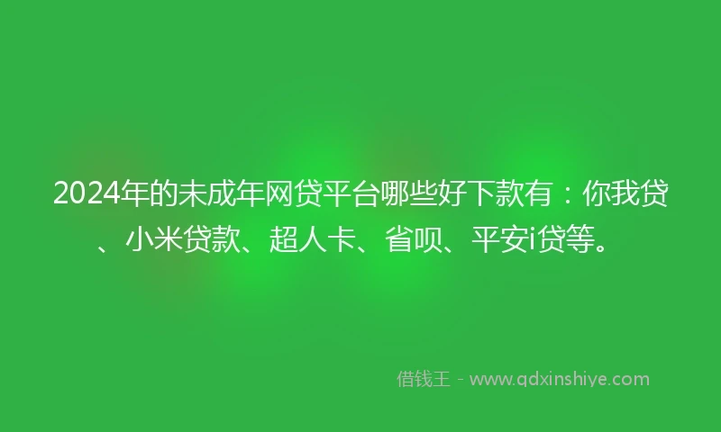2024年的未成年网贷平台哪些好下款有：你我贷、小米贷款、超人卡、省呗、平安i贷等。