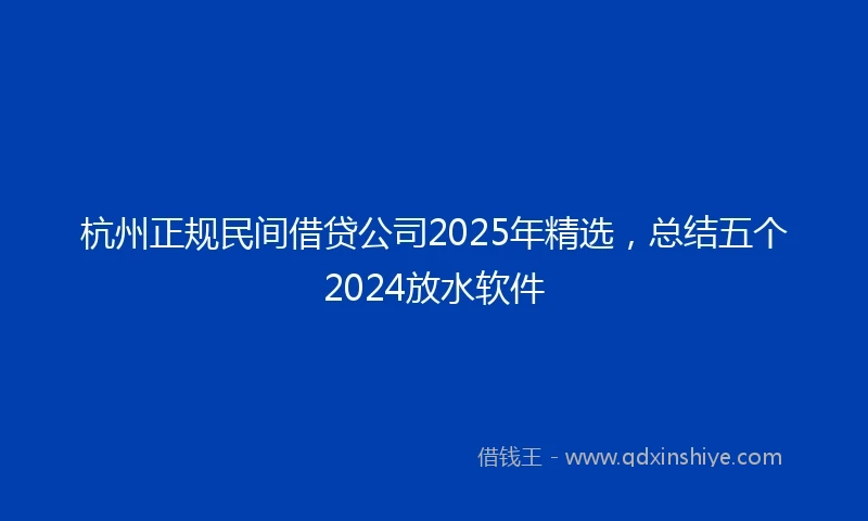 杭州正规民间借贷公司2025年精选,总结五个2024放水软件
