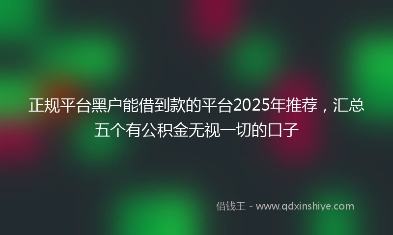 正规平台黑户能借到款的平台2025年推荐，汇总五个有公积金无视一切的口子