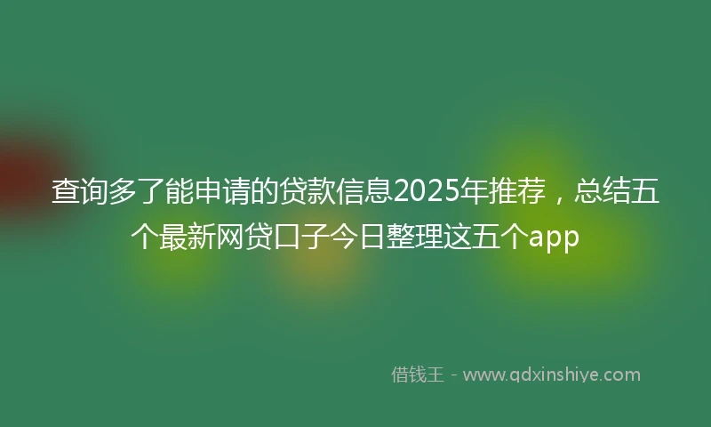 查询多了能申请的贷款信息2025年推荐，总结五个最新网贷口子今日整理这五个app