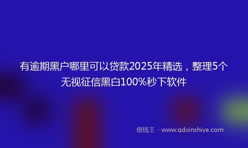 有逾期黑户哪里可以贷款2025年精选，整理5个无视征信黑白100%秒下软件