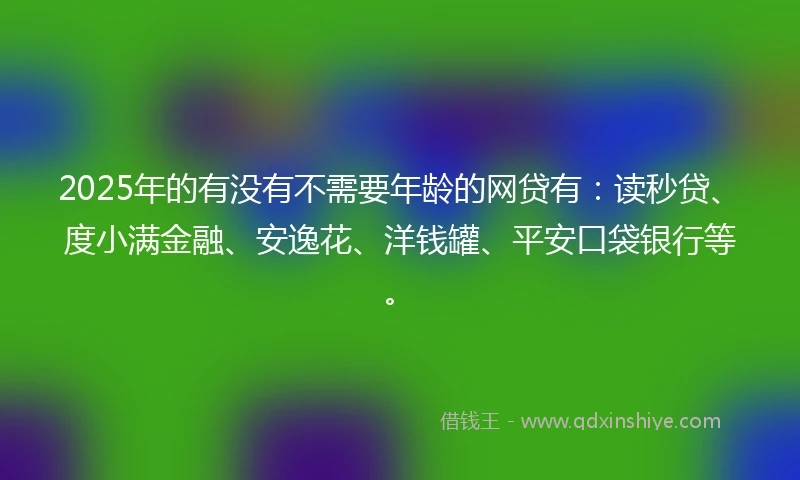 2025年的有没有不需要年龄的网贷有：读秒贷、度小满金融、安逸花、洋钱罐、平安口袋银行等。