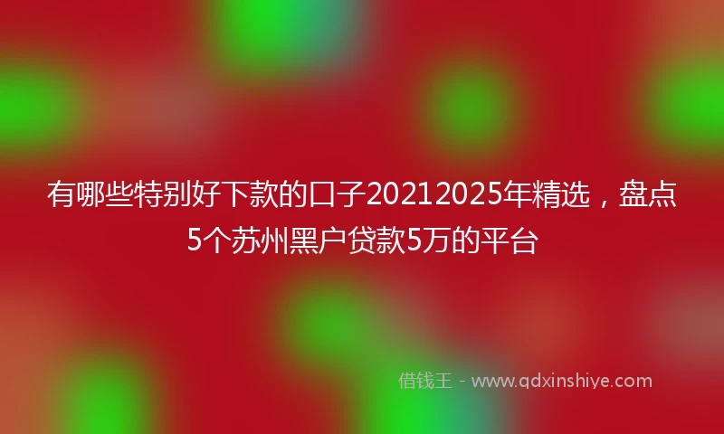 有哪些特别好下款的口子20212025年精选，盘点5个苏州黑户贷款5万的平台