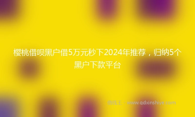樱桃借呗黑户借5万元秒下2024年推荐，归纳5个黑户下款平台