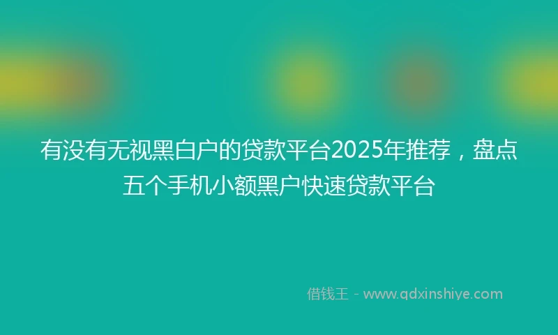 有没有无视黑白户的贷款平台2025年推荐，盘点五个手机小额黑户快速贷款平台