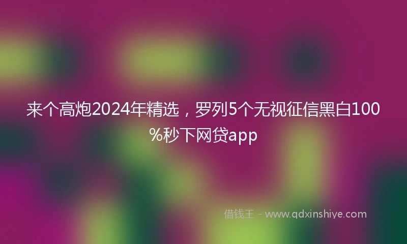 来个高炮2024年精选，罗列5个无视征信黑白100%秒下网贷app