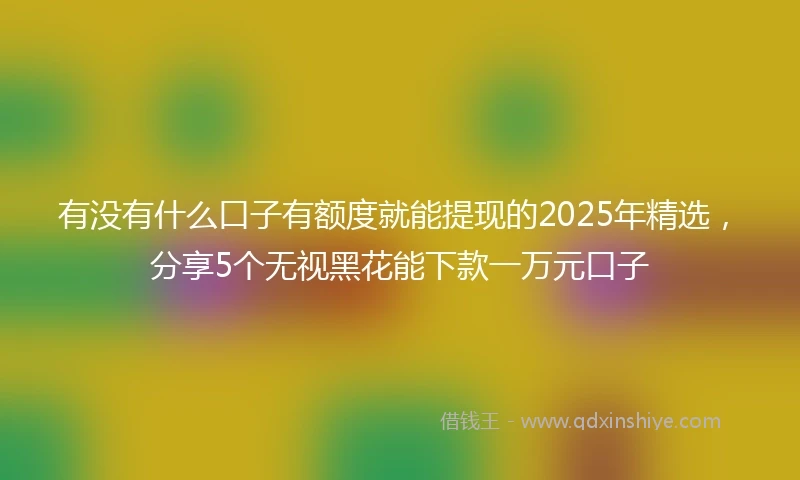 有没有什么口子有额度就能提现的2025年精选，分享5个无视黑花能下款一万元口子