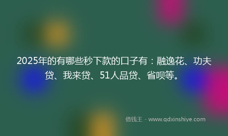 2025年的有哪些秒下款的口子有：融逸花、功夫贷、我来贷、51人品贷、省呗等。
