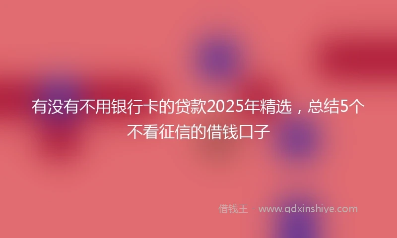 有没有不用银行卡的贷款2025年精选，总结5个不看征信的借钱口子