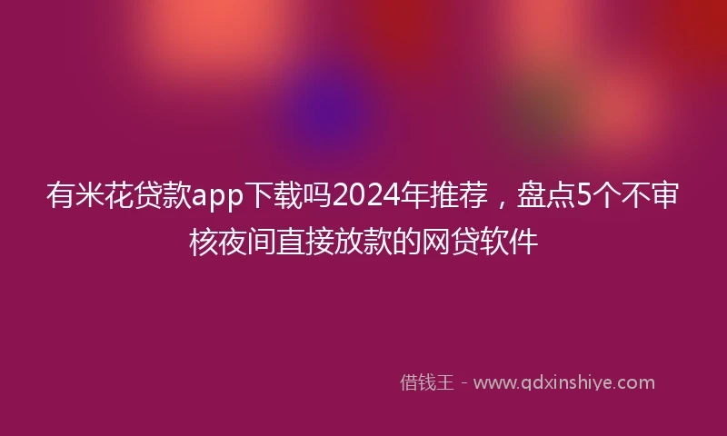 有米花贷款app下载吗2024年推荐，盘点5个不审核夜间直接放款的网贷软件