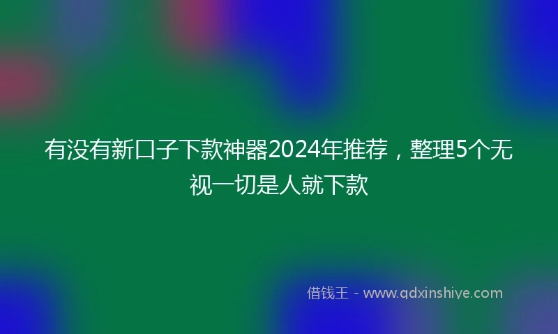 有没有新口子下款神器2024年推荐，整理5个无视一切是人就下款