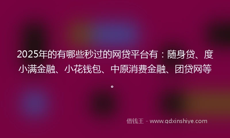 2025年的有哪些秒过的网贷平台有：随身贷、度小满金融、小花钱包、中原消费金融、团贷网等。