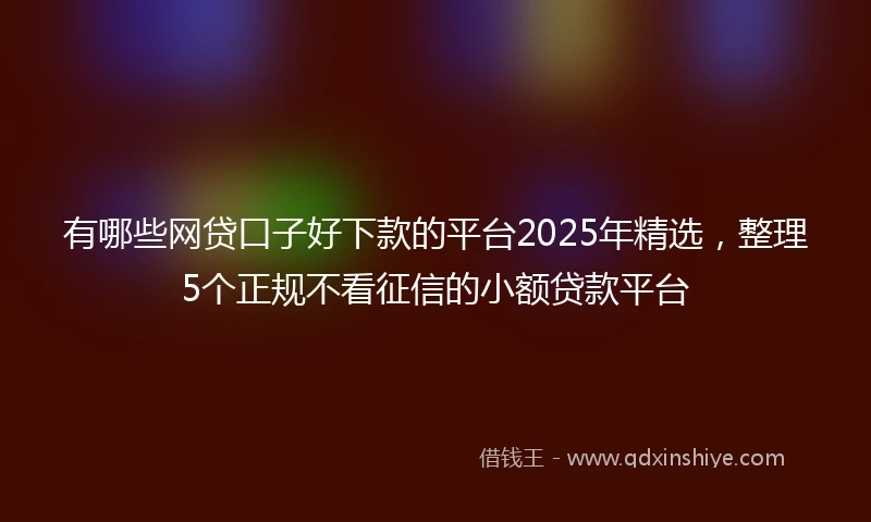 有哪些网贷口子好下款的平台2025年精选，整理5个正规不看征信的小额贷款平台