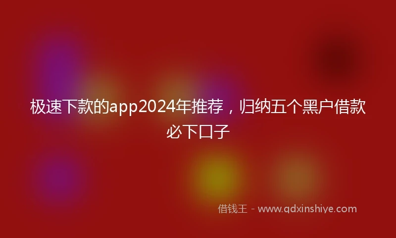 极速下款的app2024年推荐，归纳五个黑户借款必下口子