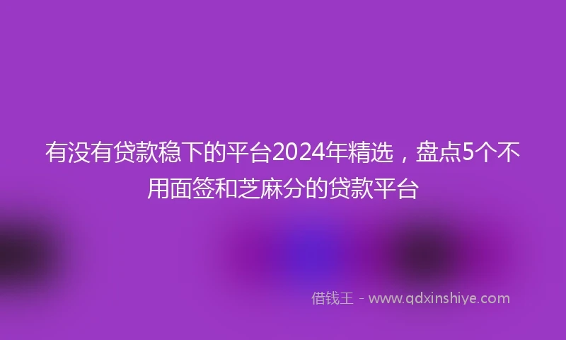 有没有贷款稳下的平台2024年精选，盘点5个不用面签和芝麻分的贷款平台
