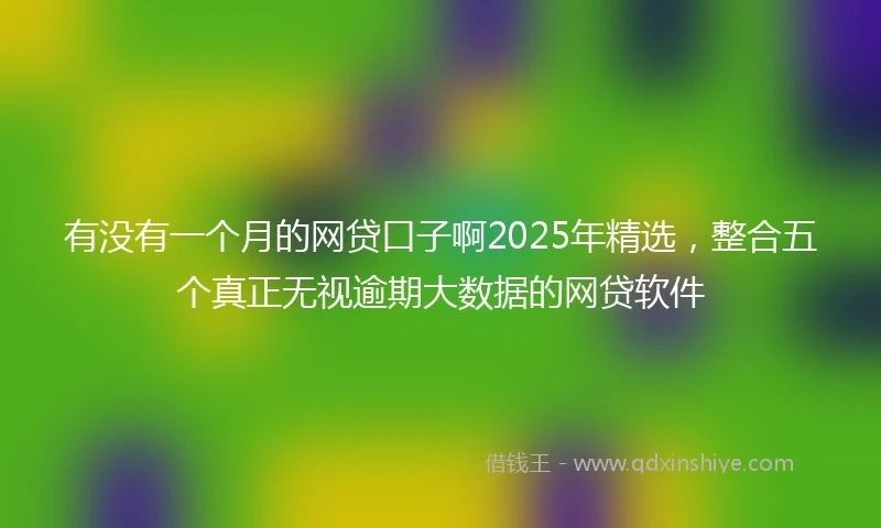 有没有一个月的网贷口子啊2025年精选，整合五个真正无视逾期大数据的网贷软件