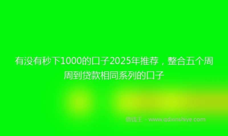 有没有秒下1000的口子2025年推荐，整合五个周周到贷款相同系列的口子