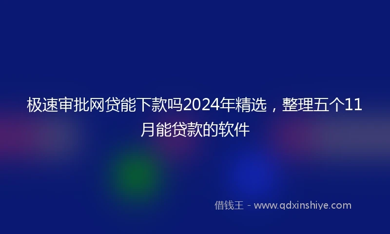 极速审批网贷能下款吗2024年精选，整理五个11月能贷款的软件