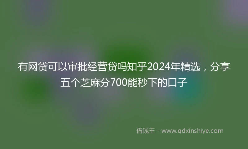 有网贷可以审批经营贷吗知乎2024年精选，分享五个芝麻分700能秒下的口子