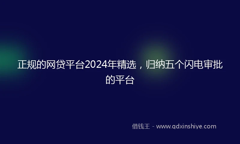 正规的网贷平台2024年精选，归纳五个闪电审批的平台