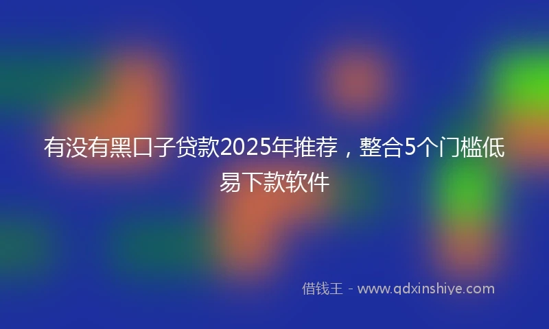 有没有黑口子贷款2025年推荐，整合5个门槛低易下款软件