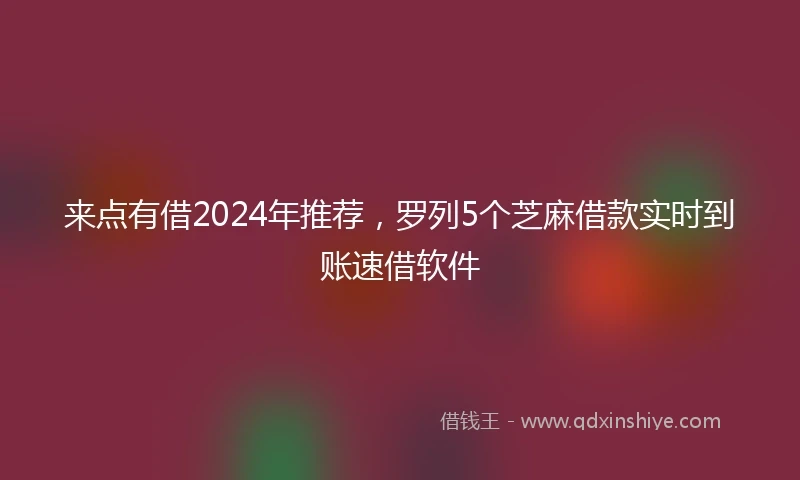 来点有借2024年推荐，罗列5个芝麻借款实时到账速借软件
