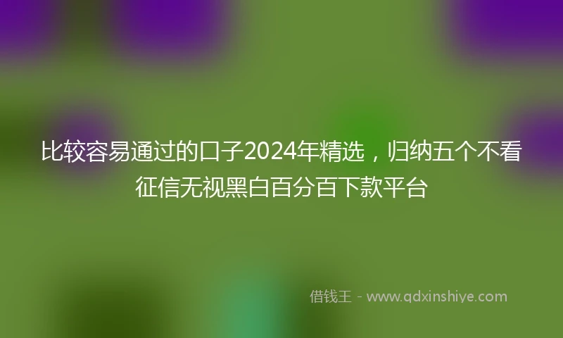 比较容易通过的口子2024年精选，归纳五个不看征信无视黑白百分百下款平台