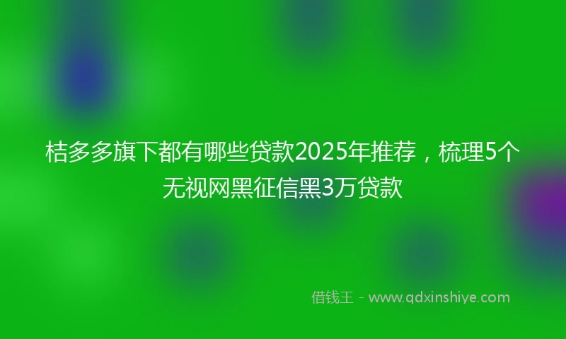 桔多多旗下都有哪些贷款2025年推荐，梳理5个无视网黑征信黑3万贷款