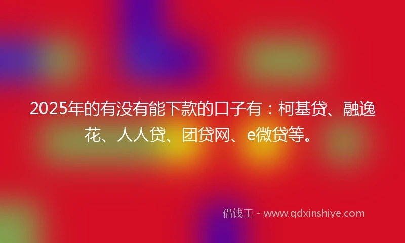 2025年的有没有能下款的口子有：柯基贷、融逸花、人人贷、团贷网、e微贷等。