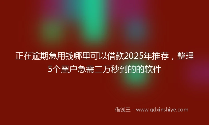正在逾期急用钱哪里可以借款2025年推荐，整理5个黑户急需三万秒到的的软件