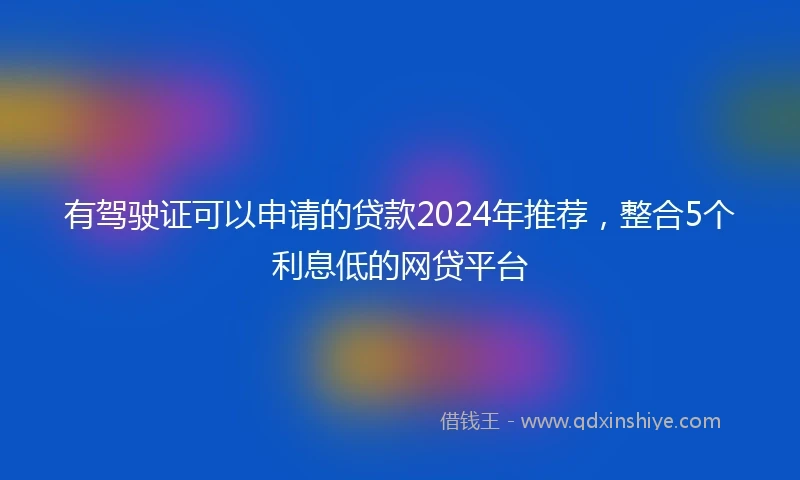 有驾驶证可以申请的贷款2024年推荐，整合5个利息低的网贷平台