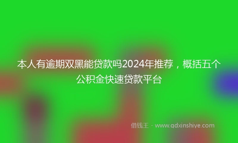 本人有逾期双黑能贷款吗2024年推荐，概括五个公积金快速贷款平台
