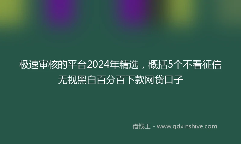 极速审核的平台2024年精选,概括5个不看征信无视黑白百分百下款网贷口子