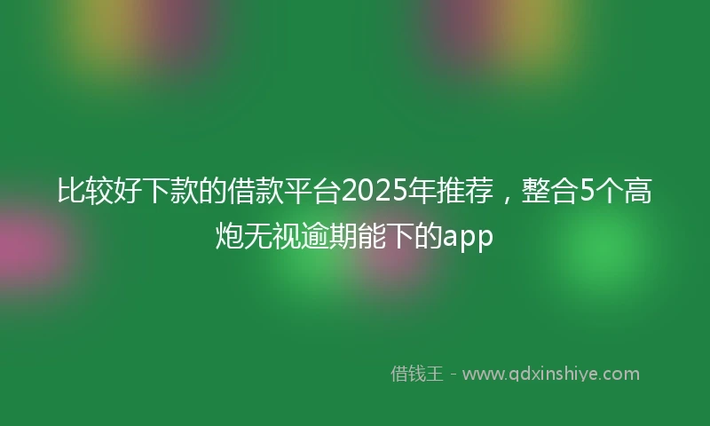 比较好下款的借款平台2025年推荐，整合5个高炮无视逾期能下的app