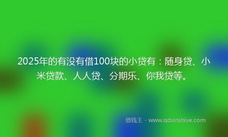2025年的有没有借100块的小贷有：随身贷、小米贷款、人人贷、分期乐、你我贷等。