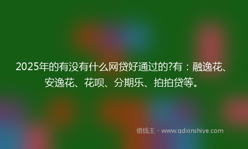 2025年的有没有什么网贷好通过的?有：融逸花、安逸花、花呗、分期乐、拍拍贷等。