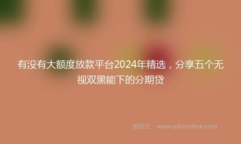 有没有大额度放款平台2024年精选，分享五个无视双黑能下的分期贷