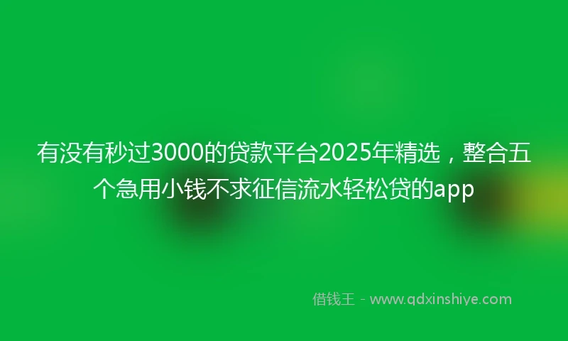 有没有秒过3000的贷款平台2025年精选，整合五个急用小钱不求征信流水轻松贷的app